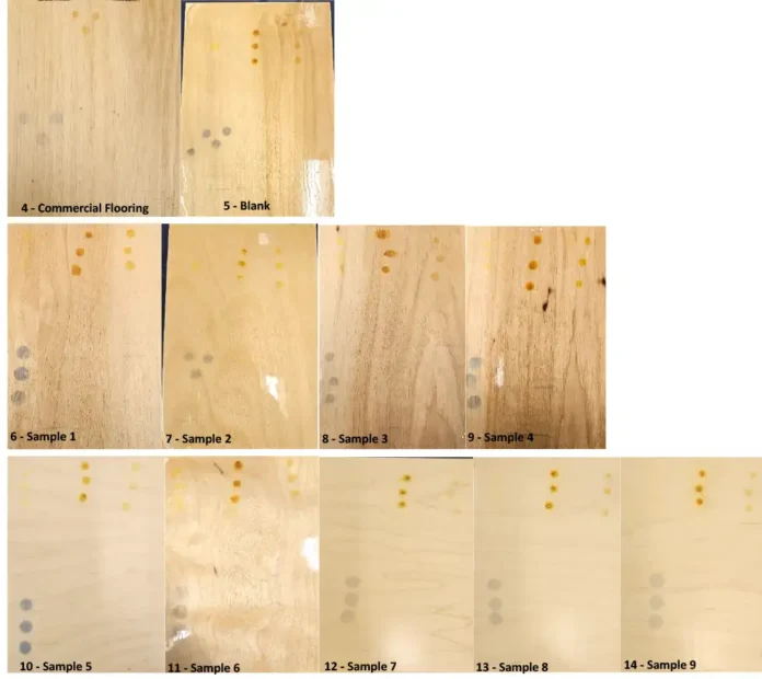Figure 4. Stained panels after IPA wipe