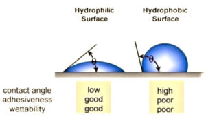 surface wetting hydrophilic vs hydrophobic surfaces